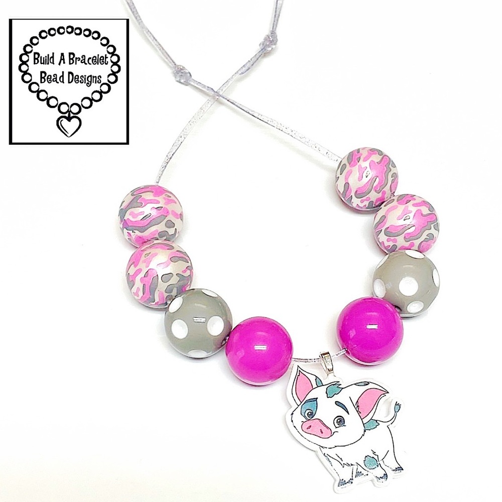 Disney Moana Pua Pig Necklace Handmade Adjustable 12–20” Cord Jewelry